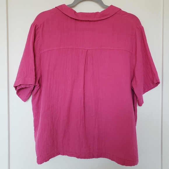 Old Navy Button Down Shirt Women's Size M Pink 100% Cotton Lightweight Beach - Picture 2 of 8